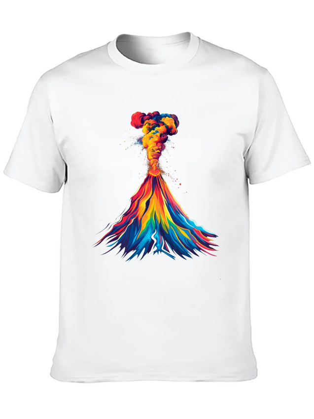 Volcano Geology Magma Lava Popart Lightweight Cotton T-Shirt – Daily Comfort Graphic Shirt