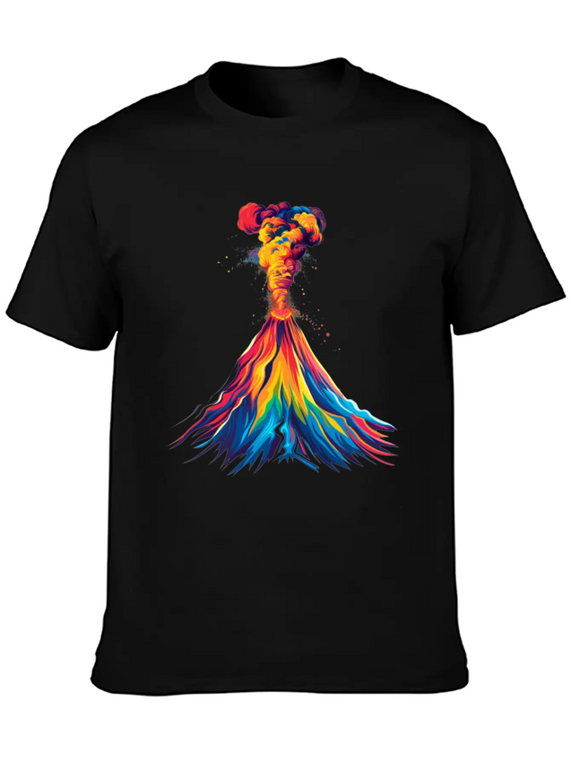 Volcano Geology Magma Lava Popart Lightweight Cotton T-Shirt – Daily Comfort Graphic Shirt