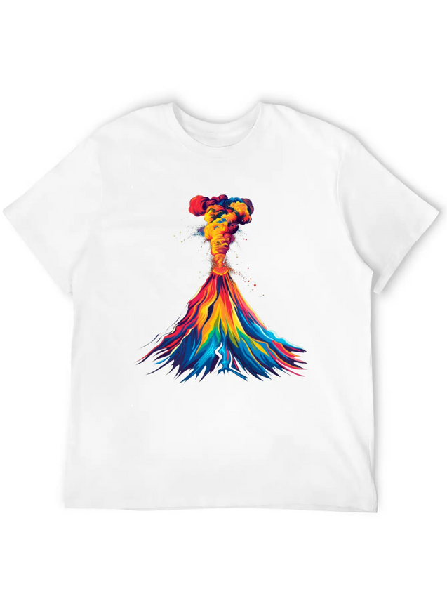 Volcano Geology Magma Lava Popart Lightweight Cotton T-Shirt – Daily Comfort Graphic Shirt