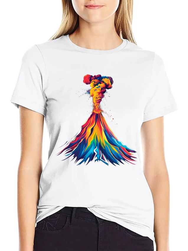 Volcano Geology Magma Lava Popart Lightweight Cotton T-Shirt – Daily Comfort Graphic Shirt