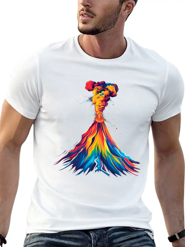 Volcano Geology Magma Lava Popart Lightweight Cotton T-Shirt – Daily Comfort Graphic Shirt