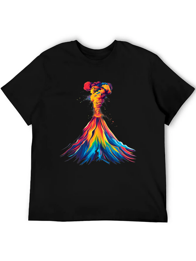 Volcano Geology Magma Lava Popart Lightweight Cotton T-Shirt – Daily Comfort Graphic Shirt