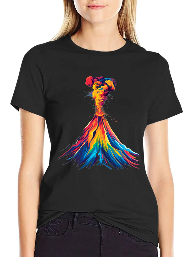 Volcano Geology Magma Lava Popart Lightweight Cotton T-Shirt – Daily Comfort Graphic Shirt