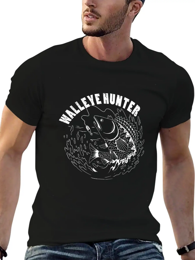 Walleye Hunter Outdoorman Walleye Fisherman Lightweight Cotton T-Shirt – Daily Comfort Graphic Shirt