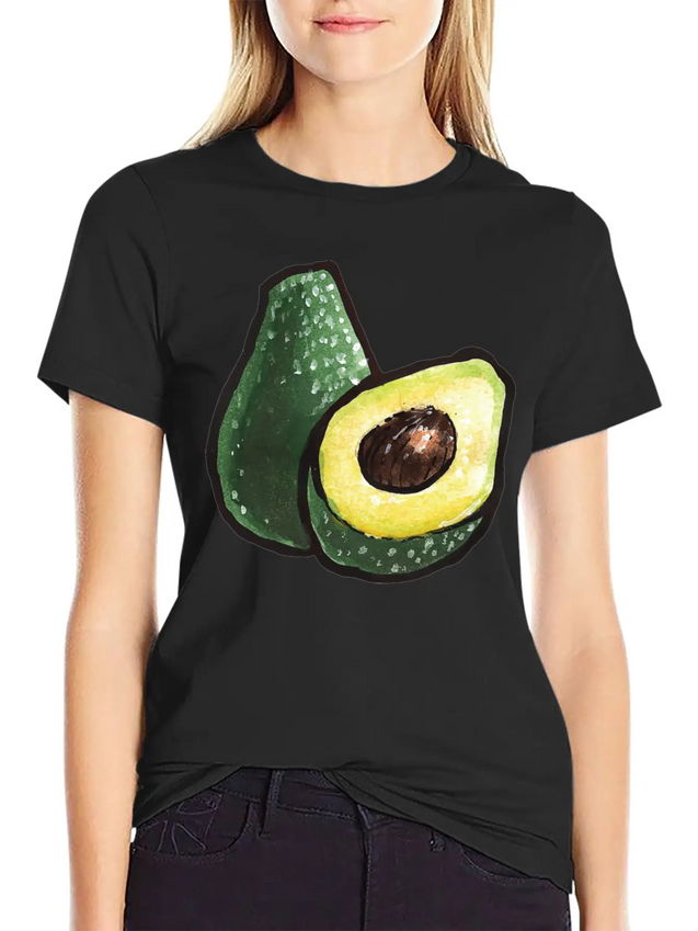 Watercolor Avocados Lightweight Cotton T-Shirt – Daily Comfort Graphic Shirt
