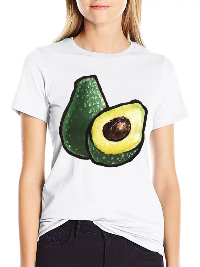 Watercolor Avocados Lightweight Cotton T-Shirt – Daily Comfort Graphic Shirt