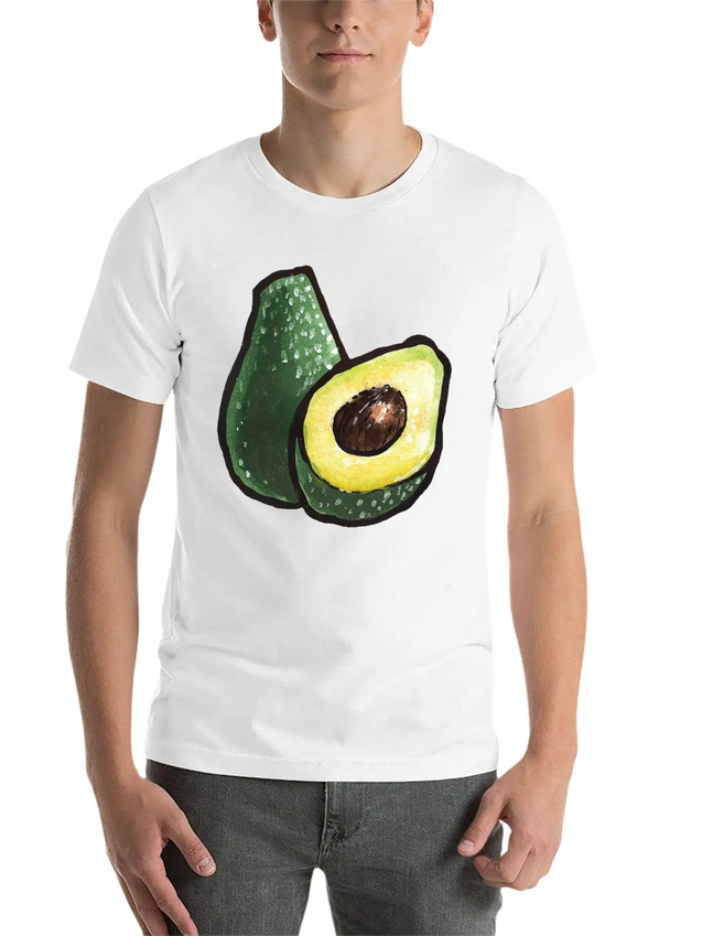 Watercolor Avocados Lightweight Cotton T-Shirt – Daily Comfort Graphic Shirt