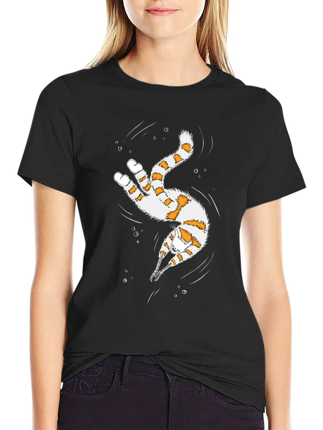 Weird Cat With Bone Hands Swimming Lightweight Cotton T-Shirt – Daily Comfort Graphic Shirt
