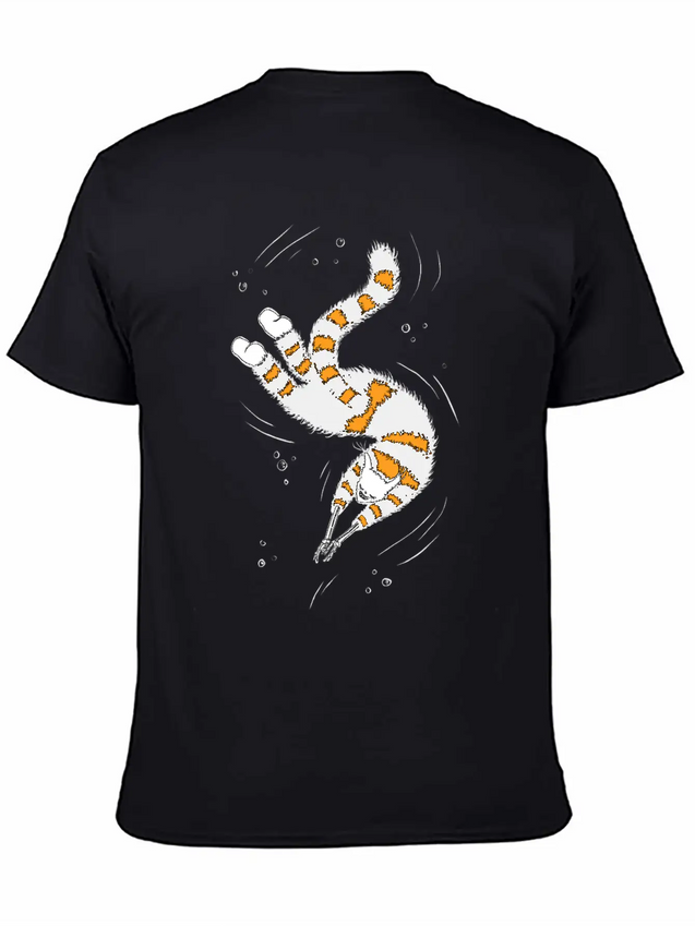 Weird Cat With Bone Hands Swimming Lightweight Cotton T-Shirt – Daily Comfort Graphic Shirt