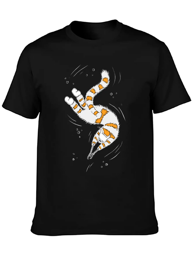 Weird Cat With Bone Hands Swimming Lightweight Cotton T-Shirt – Daily Comfort Graphic Shirt