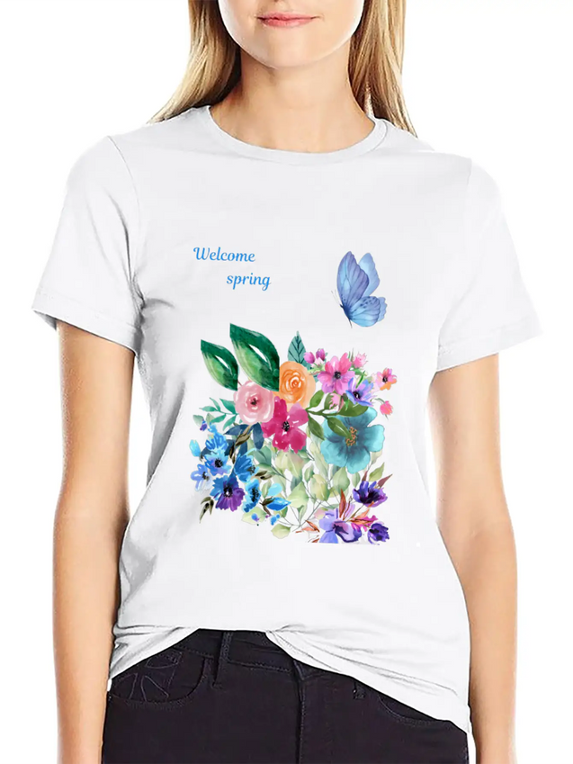 Welcome Spring Lightweight Cotton T-Shirt – Daily Comfort Graphic Shirt