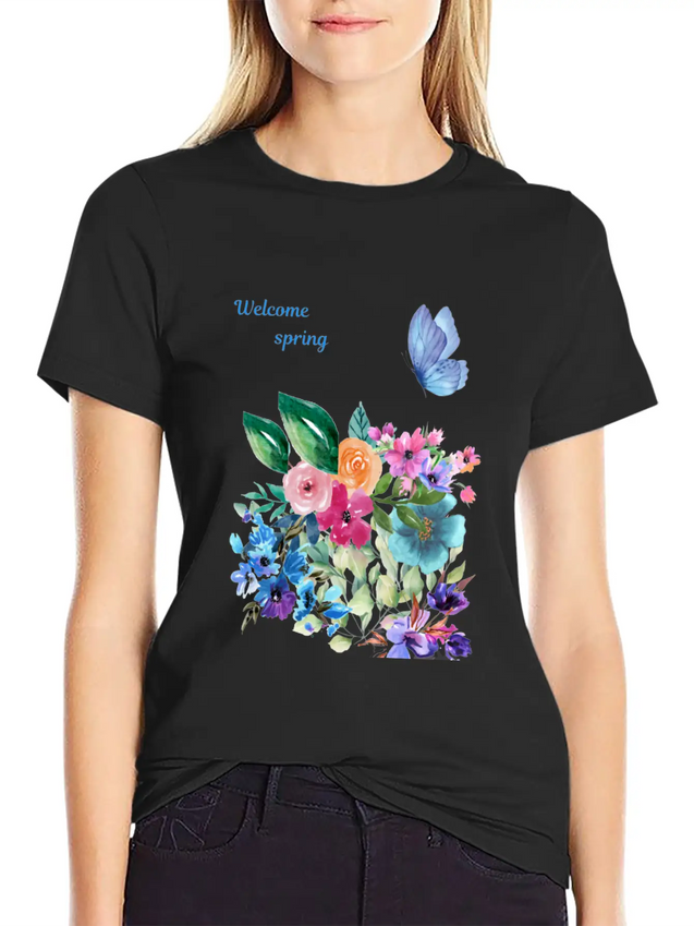 Welcome Spring Lightweight Cotton T-Shirt – Daily Comfort Graphic Shirt