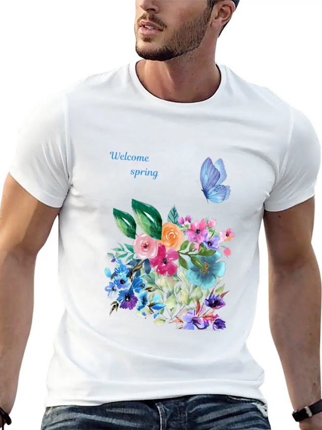Welcome Spring Lightweight Cotton T-Shirt – Daily Comfort Graphic Shirt