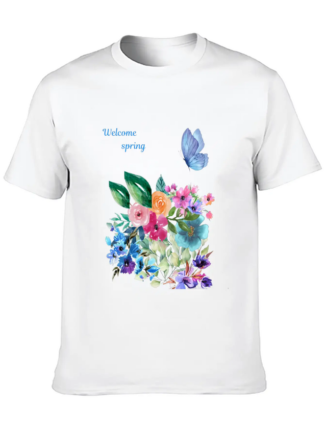 Welcome Spring Lightweight Cotton T-Shirt – Daily Comfort Graphic Shirt