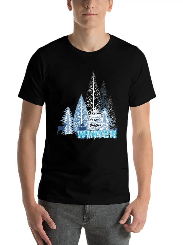 Winter Snowflake Creative Winter Blue Snowflakes Lightweight Cotton T-Shirt – Daily Comfort Graphic Shirt