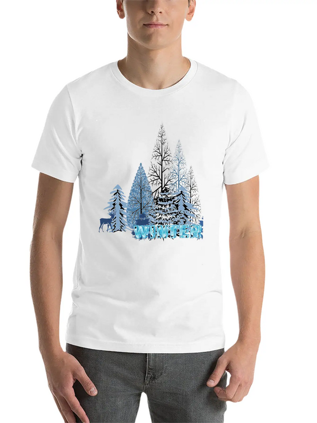 Winter Snowflake Creative Winter Blue Snowflakes Lightweight Cotton T-Shirt – Daily Comfort Graphic Shirt