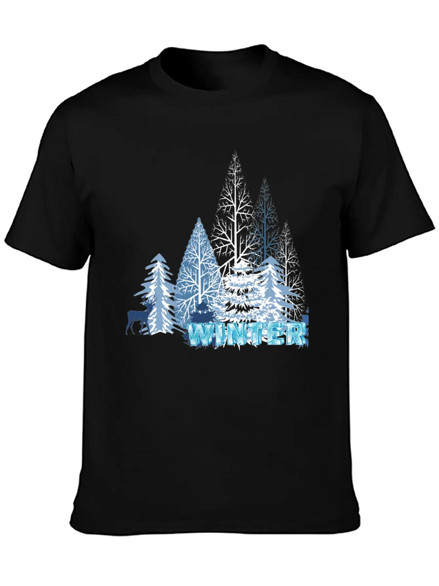 Winter Snowflake Creative Winter Blue Snowflakes Lightweight Cotton T-Shirt – Daily Comfort Graphic Shirt