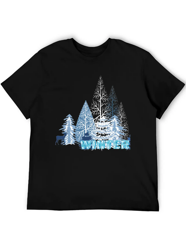 Winter Snowflake Creative Winter Blue Snowflakes Lightweight Cotton T-Shirt – Daily Comfort Graphic Shirt