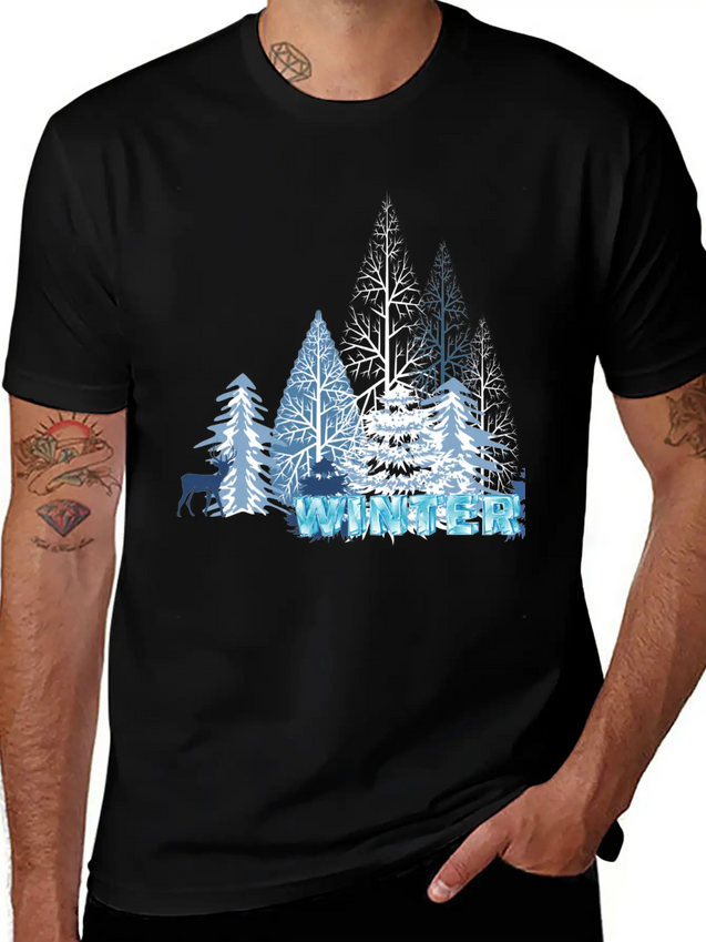 Winter Snowflake Creative Winter Blue Snowflakes Lightweight Cotton T-Shirt – Daily Comfort Graphic Shirt