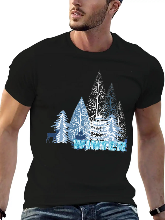 Winter Snowflake Creative Winter Blue Snowflakes Lightweight Cotton T-Shirt – Daily Comfort Graphic Shirt