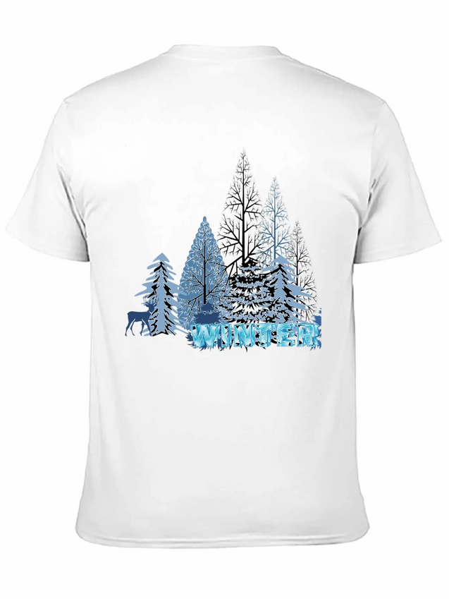 Winter Snowflake Creative Winter Blue Snowflakes Lightweight Cotton T-Shirt – Daily Comfort Graphic Shirt