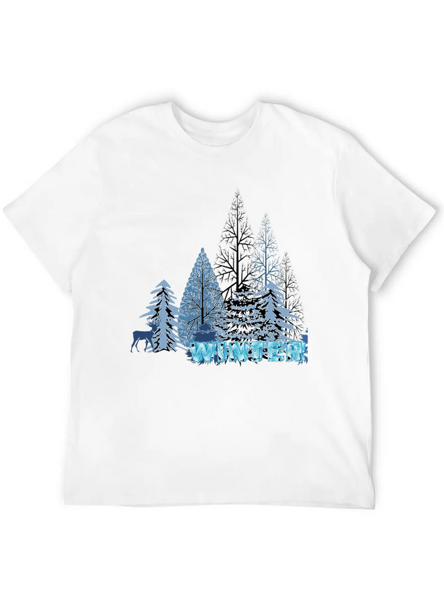 Winter Snowflake Creative Winter Blue Snowflakes Lightweight Cotton T-Shirt – Daily Comfort Graphic Shirt