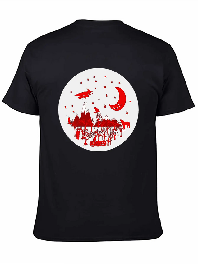 Witch, Wolf, Raven, Pumpkins Lightweight Cotton T-Shirt – Daily Comfort Graphic Shirt