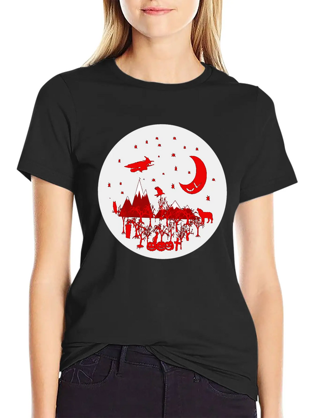 Witch, Wolf, Raven, Pumpkins Lightweight Cotton T-Shirt – Daily Comfort Graphic Shirt