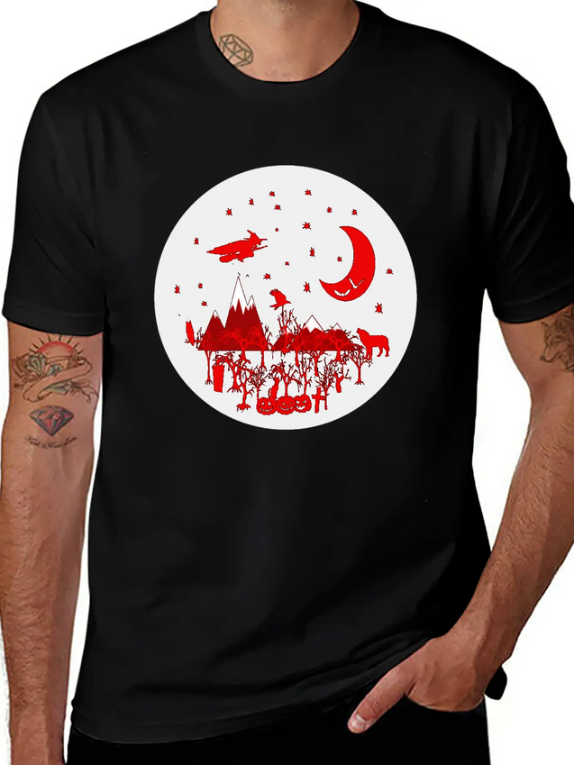 Witch, Wolf, Raven, Pumpkins Lightweight Cotton T-Shirt – Daily Comfort Graphic Shirt