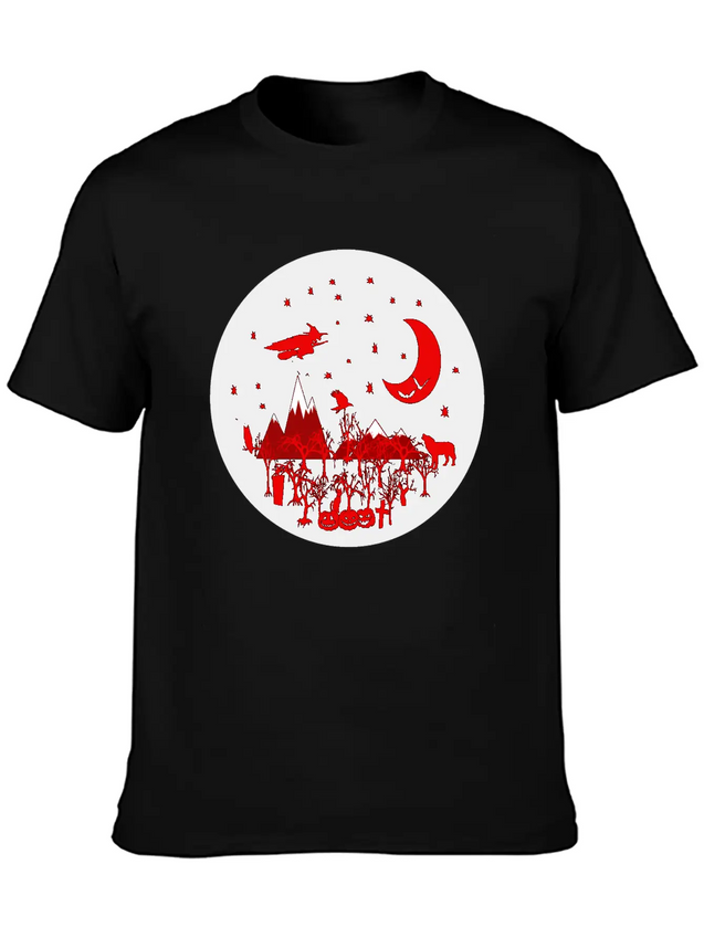 Witch, Wolf, Raven, Pumpkins Lightweight Cotton T-Shirt – Daily Comfort Graphic Shirt