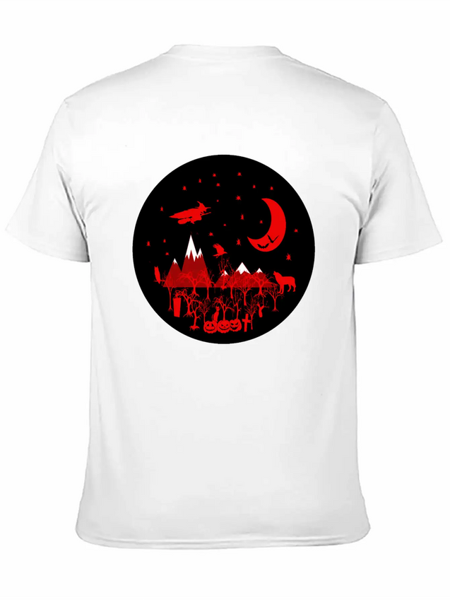 Witch, Wolf, Raven, Pumpkins Lightweight Cotton T-Shirt – Daily Comfort Graphic Shirt