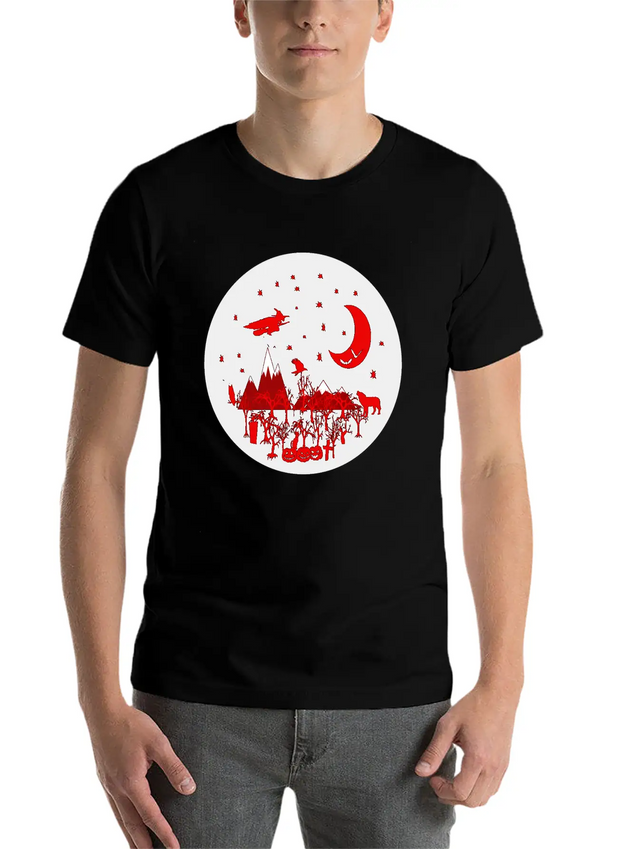 Witch, Wolf, Raven, Pumpkins Lightweight Cotton T-Shirt – Daily Comfort Graphic Shirt