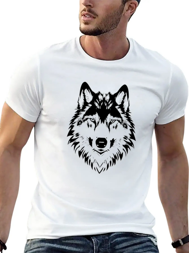 Wolf Design Lightweight Cotton T-Shirt – Daily Comfort Graphic Shirt