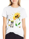 Womens Sunflower Border Collie Mom Dog Lover Gift Lightweight Cotton T-Shirt – Daily Comfort Graphic Shirt
