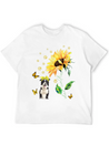 Womens Sunflower Border Collie Mom Dog Lover Gift Lightweight Cotton T-Shirt – Daily Comfort Graphic Shirt