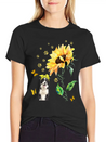 Womens Sunflower Border Collie Mom Dog Lover Gift Lightweight Cotton T-Shirt – Daily Comfort Graphic Shirt