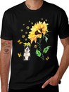 Womens Sunflower Border Collie Mom Dog Lover Gift Lightweight Cotton T-Shirt – Daily Comfort Graphic Shirt