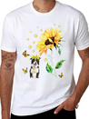 Womens Sunflower Border Collie Mom Dog Lover Gift Lightweight Cotton T-Shirt – Daily Comfort Graphic Shirt