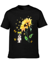 Womens Sunflower Border Collie Mom Dog Lover Gift Lightweight Cotton T-Shirt – Daily Comfort Graphic Shirt
