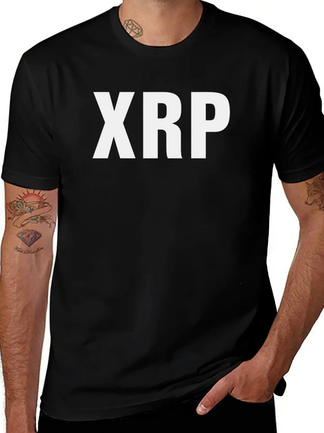 XRP Black Cryptocurrency Digital Blockchain Ripple Lightweight Cotton T-Shirt – Daily Comfort Graphic Shirt