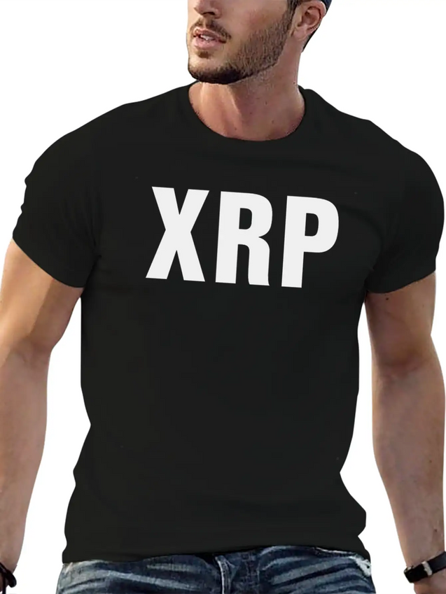 XRP Black Cryptocurrency Digital Blockchain Ripple Lightweight Cotton T-Shirt – Daily Comfort Graphic Shirt