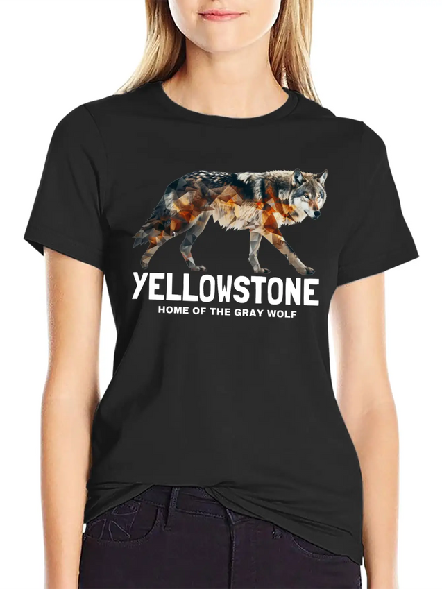 Yellowstone Gray Wolf - Home Of The Gray Wolf Lightweight Cotton T-Shirt – Daily Comfort Graphic Shirt