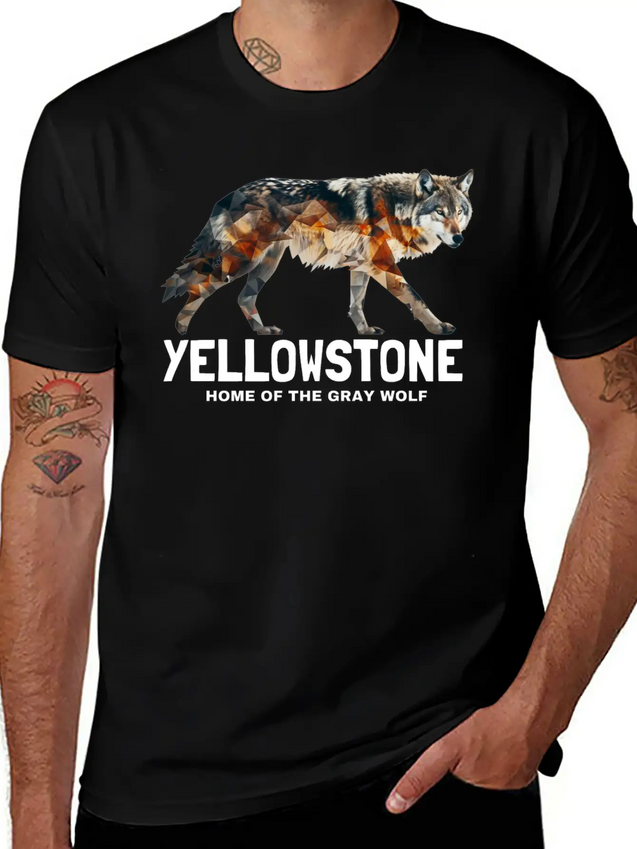 Yellowstone Gray Wolf - Home Of The Gray Wolf Lightweight Cotton T-Shirt – Daily Comfort Graphic Shirt