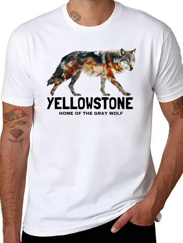 Yellowstone Gray Wolf - Home Of The Gray Wolf Lightweight Cotton T-Shirt – Daily Comfort Graphic Shirt