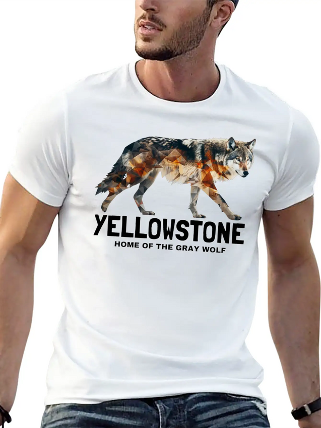 Yellowstone Gray Wolf - Home Of The Gray Wolf Lightweight Cotton T-Shirt – Daily Comfort Graphic Shirt